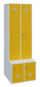 SSB - 180 - 60 šatní skříň s botníkem, 2-dvéřová, 1800x600x400/600 mm, korpus bílý, dvířka žlutá odi